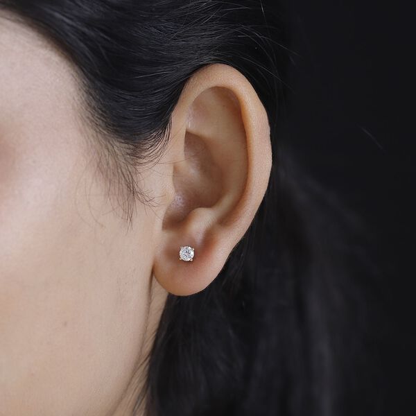 Moissanit Ohrringe, 925 Silber vergoldet - 0,45 ct. image number 3