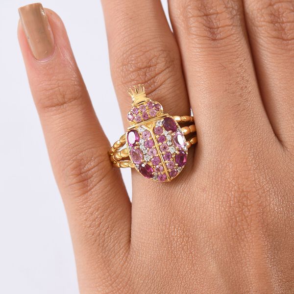 GP Trionfo Kollektion- Rhodolith Granat, Lotus Granat, Zirkon und blauer Saphir Ring - 2,41 ct. image number 4