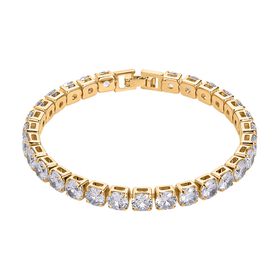 Weißer Zirkonia Armband ca. 19 cm Nickelfreies Messing, Goldfarben