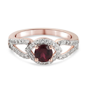 Anthill Granat und Zirkon Ring 925 Silber ros&eacute;vergoldet (Gr&ouml;&szlig;e 16.00) ca. 1,08 ct