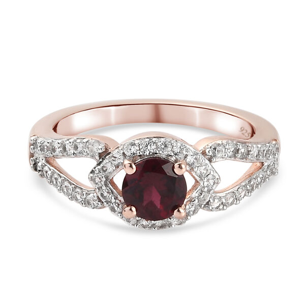 Anthill Granat und Zirkon Ring 925 Silber ros&eacute;vergoldet  ca. 1,08 ct