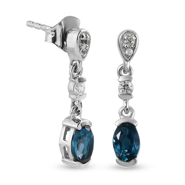 London Blau Topas und Zirkon Ohrh&auml;nger 925 Silber platiniert ca. 1,60 ct&nbsp; image number 4