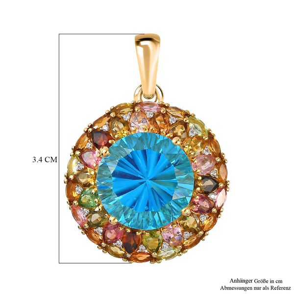 AA Blauer Quarz Triplett im Hanabi-Schliff, Zirkon und Multi-Turmalin Anh&auml;nger - 17,88 ct. image number 6