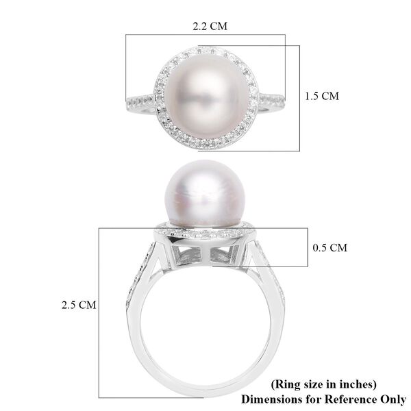Weißer Südseeperlen und Zirkon-Ring, , 925 Silber rhodiniert image number 7