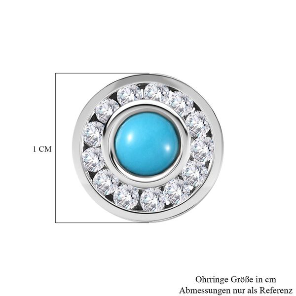 AA Sleeping Beauty T&uuml;rkis und Zirkon Ohrringe - 1,26 ct. image number 6