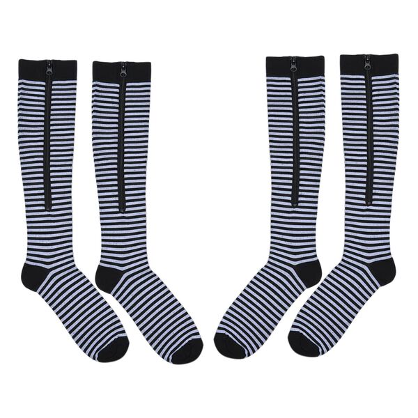 2er-Set Rei&szlig;verschluss-Socken, 38cm L&auml;nge, S/M, Schwarz-Wei&szlig; image number 1