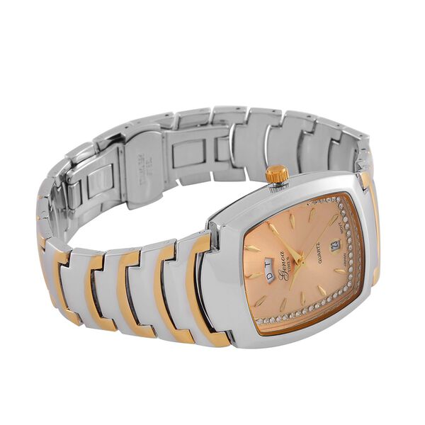 GENOA  - Eleganz Uhr mit Mond- und Wochenanzeige, Japanisches Uhrwerk und Wei&szlig;em Kristallzifferblatt, Reiner Edelstahl, Bicolor, 20 cm image number 6