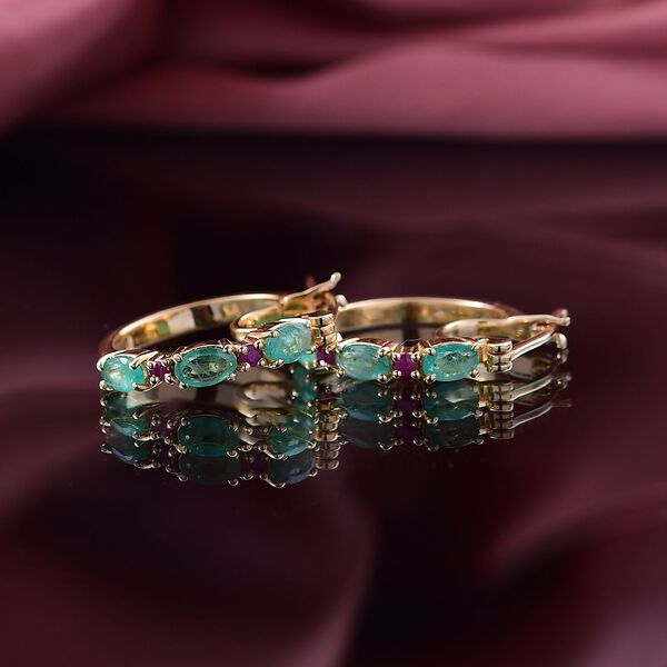 D’Joy Smaragd und Mosambik Rubin Ohrringe - 1,39 ct. image number 2