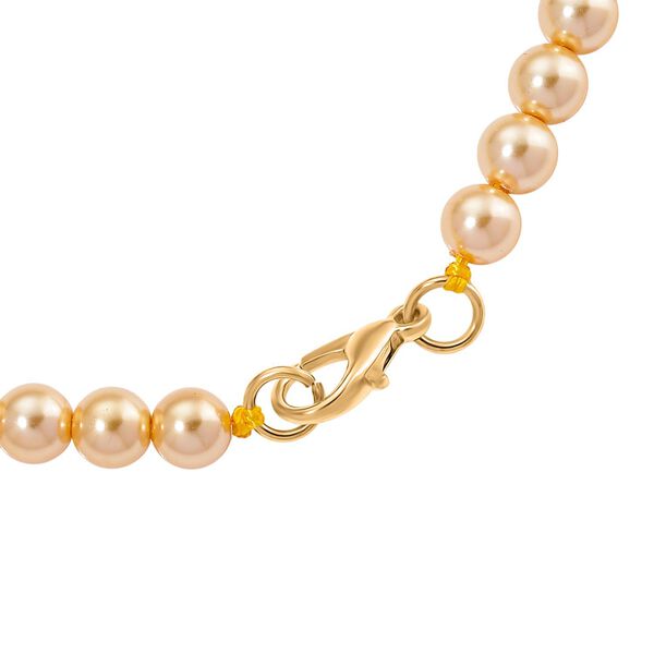 3er Set Goldene Muschelkernperlen-Schmuckstücke, bestehend aus Armband (ca. 19 cm) und zwei Halsketten (ca. 40 cm und 50 cm), gelb vergoldet image number 9