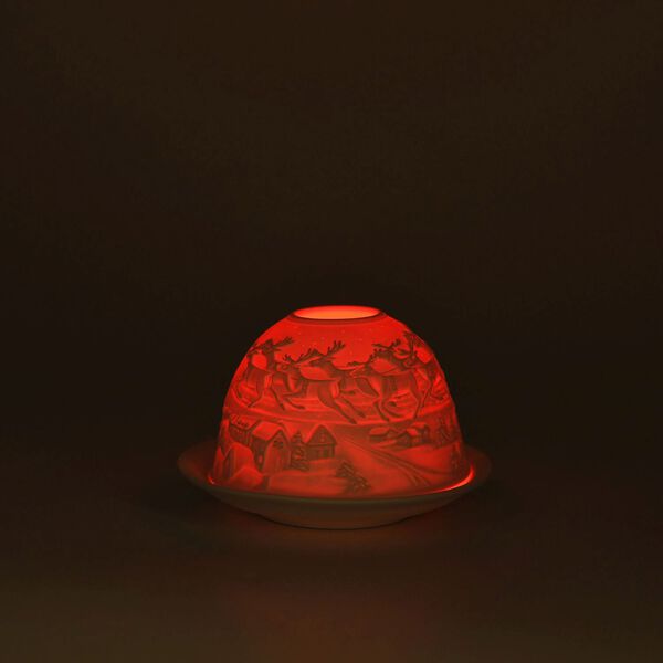 LED-Porzellan-Teelichthalter - Motiv Weihnachtsmann und Rentier, 13-Farben-LED mit Fernbedienung, Durchmesser 10,5 cm, H&ouml;he 7,5 cm image number 2