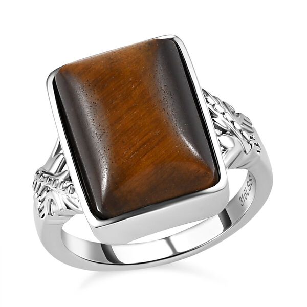 2er Set - Tigerauge Ring und Anh&auml;nger Schmuckset, Edelstahl ca. 16.62 ct image number 3