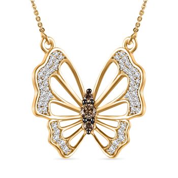 Nat&uuml;rlicher Champagner Diamant I4 Halskette ca. 45 cm 925 Silber Gelbgold Vermeil ca. 0.51 ct