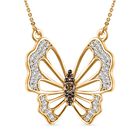 Natürlicher Champagner Diamant I4 Halskette ca. 45 cm 925 Silber Gelbgold Vermeil ca. 0.51 ct