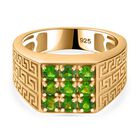 Natürlicher Chromdiopsid Ring, 925 Silber, 750 Gelbgold Vermeil (Größe 19.00), ca. 1.23 ct