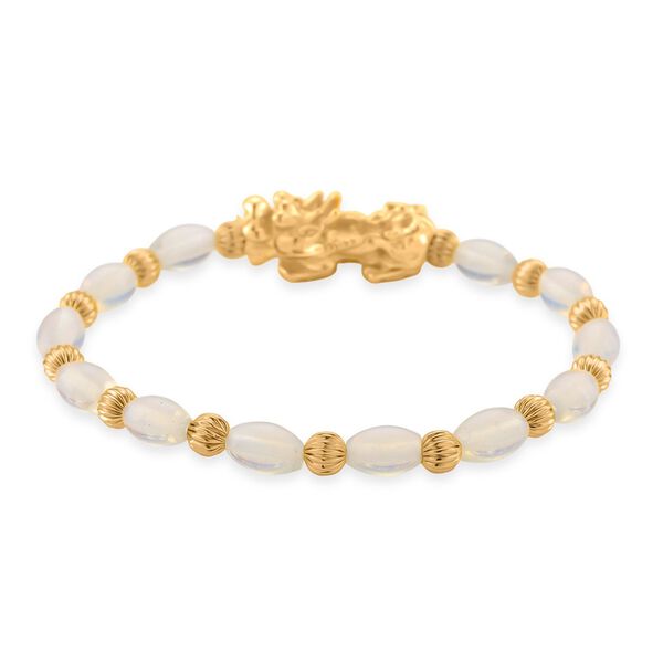 Rosenquarz Pixiu Armband, flexibel (ca. 18 - 19 cm), gelb vergoldet ca. 35.00 ct image number 4