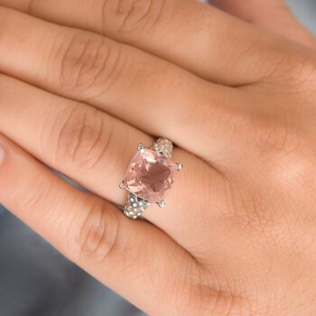 Rosa Morganit Quarz Triplette Ring, 316L Edelstahl (Gr&ouml;&szlig;e 18.00) ca. 5.27 ct