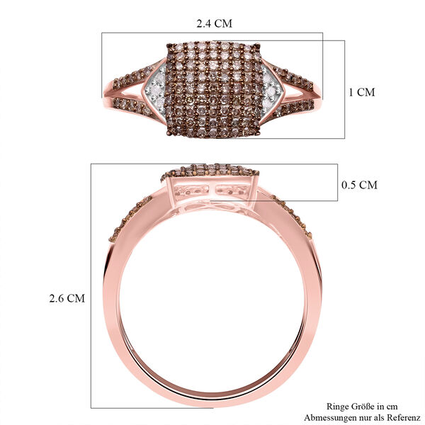 Nat&uuml;rlicher Champagner Diamant und wei&szlig;er Diamant Ring, 925 Silber Ros&eacute;gold Vermeil (Gr&ouml;&szlig;e 21.00) ca. 0.50 ct image number 6