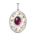 Afrikanischer Rubin (Fissure gefüllt) Anhänger 925 Silber Rhodiniert und 750 Gelbgold Vermeil ca. 3.48 ct