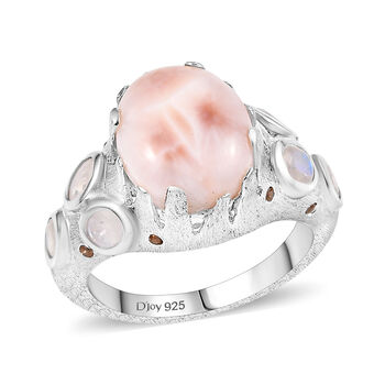 D'Joy AA Natrolith, Regenbogen Mondstein Ring 925 Silber rhodiniert (Gr&ouml;&szlig;e 17.00) ca. 5,58 ct