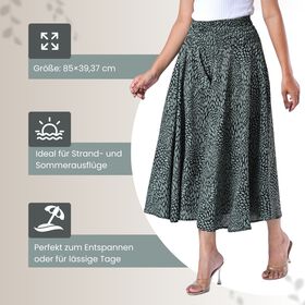 Weit geschnittene Freizeithose, Smockbund, 85x39cm, Schwarz und grün