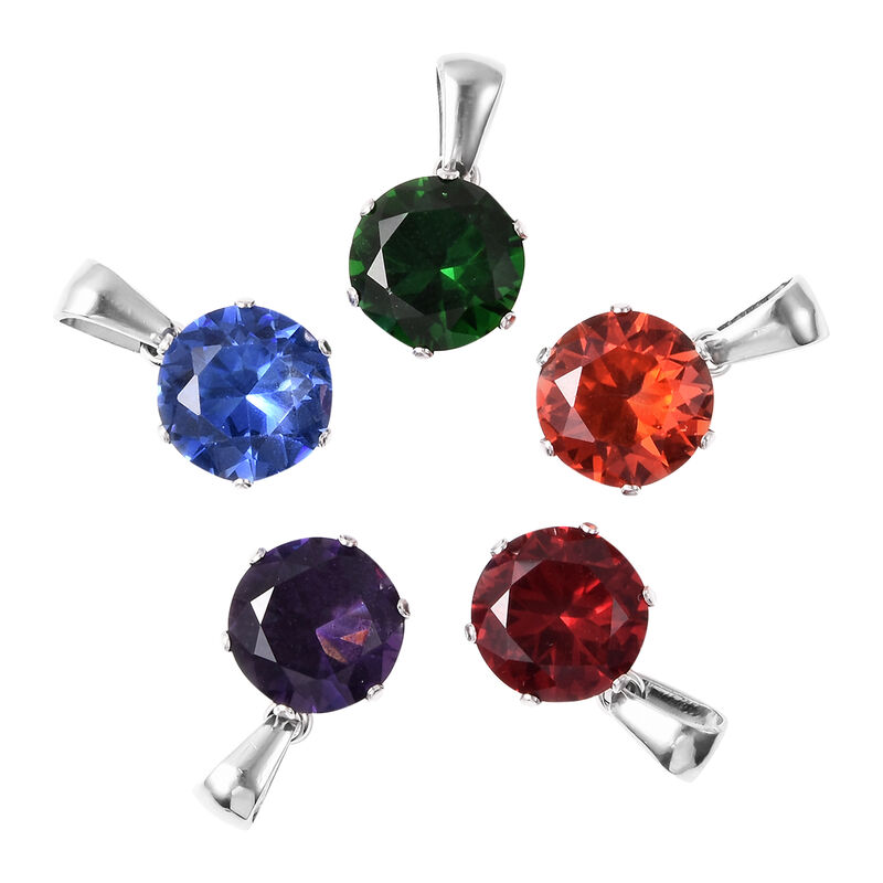 5er- Set mehrfarbige Simulierter Diamant Anhänger mit Kette 40+10 in Edelstahl ca. 109,00 ct image number 0
