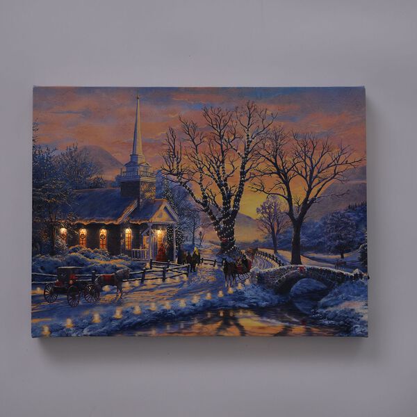Winterabend im Lichterglanz - Leinwandbild mit LED-Beleuchtung, 30x40x1,8 cm image number 2