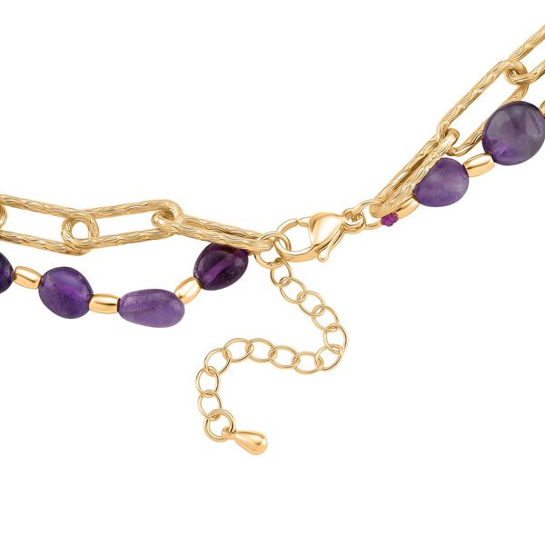 Afrikanischer Amethyst Halskette, ca. 45 cm + 5 cm Extender, vergoldet ca. 130.00 ct image number 3