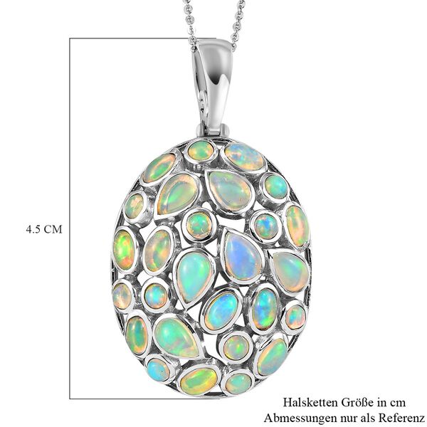 Natürlicher, äthiopischer Opal-Anhänger mit Kette, 925 Silber platiniert ca. 4.42 ct image number 6