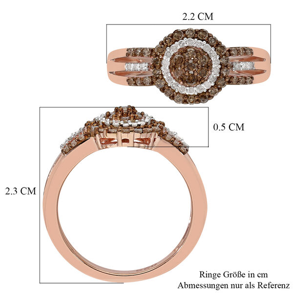 Champagner Diamant Ring 925 Silber Rose Vermeil image number 6