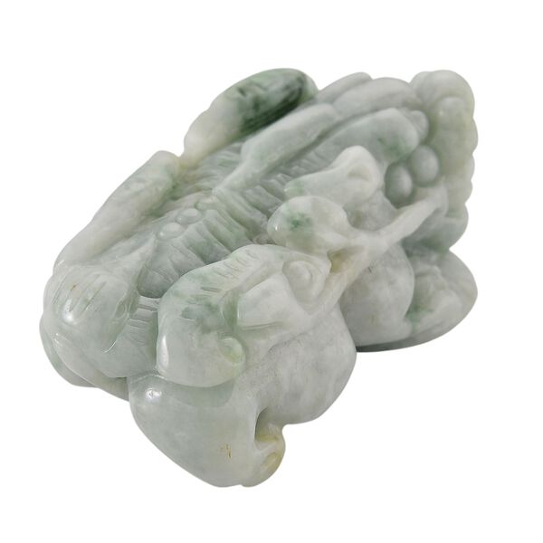 Pi Xiu Figur aus Myanmar Jadeit Typ A, naturbelassene Schnitzarbeit, ca. 7 bis 8 cm, Gr&uuml;n image number 3