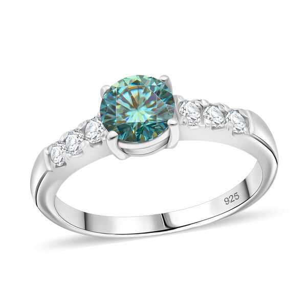 Paraiba Moissanit Ring 925 Silber rhodiniert (Gr&ouml;&szlig;e 19.00) ca. 1,34 ct image number 3