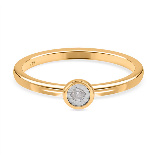 I2 Diamant Solit&auml;r Ring in Silber mit Gelbgold Vermeil