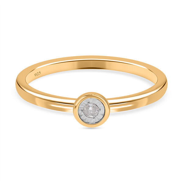 I2 Diamant Solitär Ring in Silber mit Gelbgold Vermeil image number 1