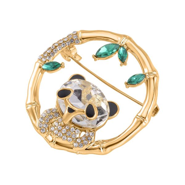 Neongr&uuml;ner Kristall, Wei&szlig;er Kristall Brosche  Std Gelb image number 2