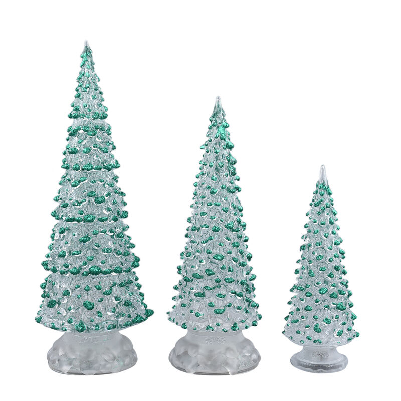 3er-Set Farbwechsel Weihnachtsbaum, 3xAAA Batterie (nicht inkl.), Größe 7,2x20 cm, 9x26 cm und 11,5x30 cm, Grün image number 0