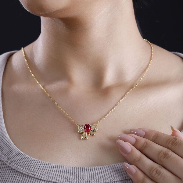 Labor Padparadscha Saphir und Zirkon Halskette, 45 cm - 3,17 ct. image number 3