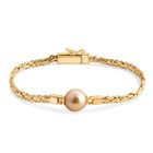 Royal Bali - AAA Goldene Südsee Perle, Lab Grown Diamant Armband ca. 18 cm 925 Silber 11.81 ct