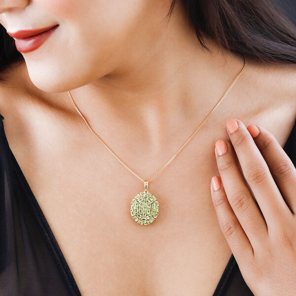 Peridot Anh&auml;nger mit Kette, 925 Silber Gelbgold Vermeil ca. 4,65 ct image number 2