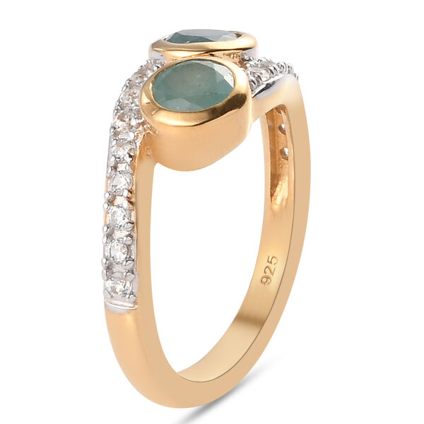 Grandidierit und Zirkon Bypass Ring 925 Silber vergoldet  ca. 1,34 ct image number 5