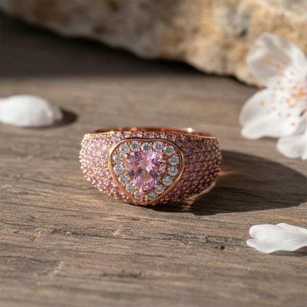 Rosa und wei&szlig;er Zirkonia Ring in Ros&eacute;goldton image number 1