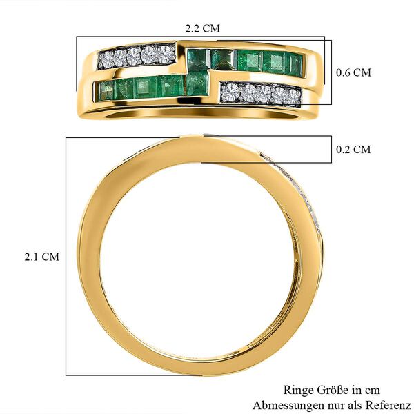 Geometric Meander Kagem sambischer Smaragd und Zirkon-Ring - 0,91 ct. image number 7