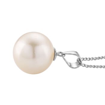 D'Joy wei&szlig;er Edison Perle Anh&auml;nger mit 45cm Kette, 925 Silber rhodiniert