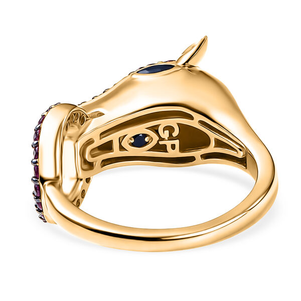 GP - Schwarzer Spinell, Nat&uuml;rlicher Rhodolith Granat Ring 925 Silber 750 Gelbgold Vermeil (Gr&ouml;&szlig;e 18.00) ca. 0,72 ct image number 6