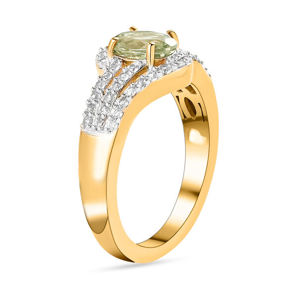 AAA Turkizit und weißer Zirkon-Ring, 925 Silber Gelbgold Vermeil  ca. 1,38 ct image number 5