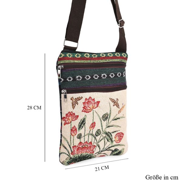 Crossbody Tasche mit Lotusmuster und verstellbarem Gurt, 21×28 cm image number 6