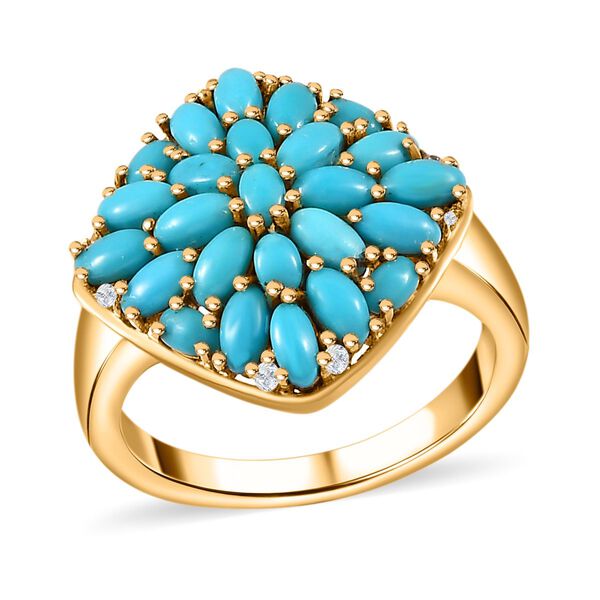 Sleeping Beauty Türkis und Zirkon Ring -  2,21 ct. image number 4