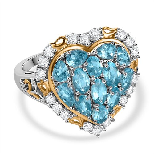 Betroka Blauer Apatit Ring 925 Silber rhodiniert (Größe 21.00) ca. 3,56 ct image number 0