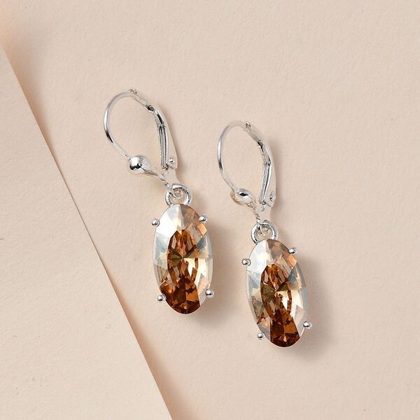 Goldener Schatten Kristall Ohrringe, 925 Silber image number 2
