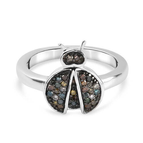 Blauer Diamant I4, Natürlicher Champagner Diamant Ring 925 Silber Platin-Überlagerung ca. 0,19 ct. image number 0