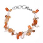 Mehrfarbiger Achat, Karneol Armband ca. 18.5 cm Edelstahl